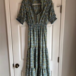 Floral Blue and Green Women's Dress